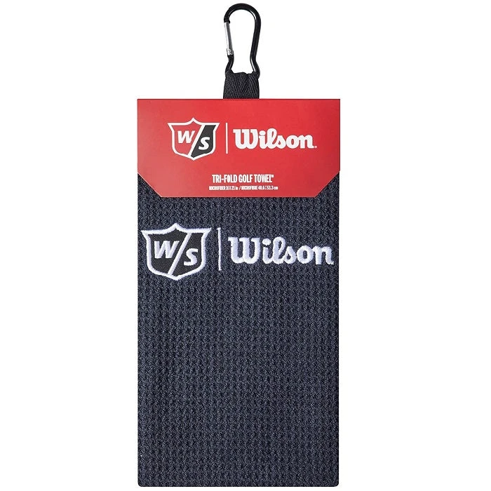 Wilson Staff Microfiber Trifold Golf Towel 16" X 21" Black 3 Wilson Staff Microfiber Trifold Golf Towel 16" X 21" Black