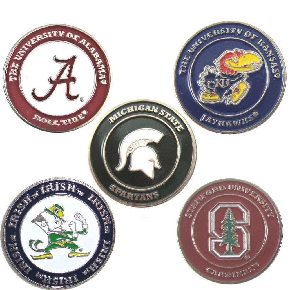 NCAA Double Sided Collegiate Golf Ball Marker Coins 3 NCAA Double Sided Collegiate Golf Ball Marker Coins